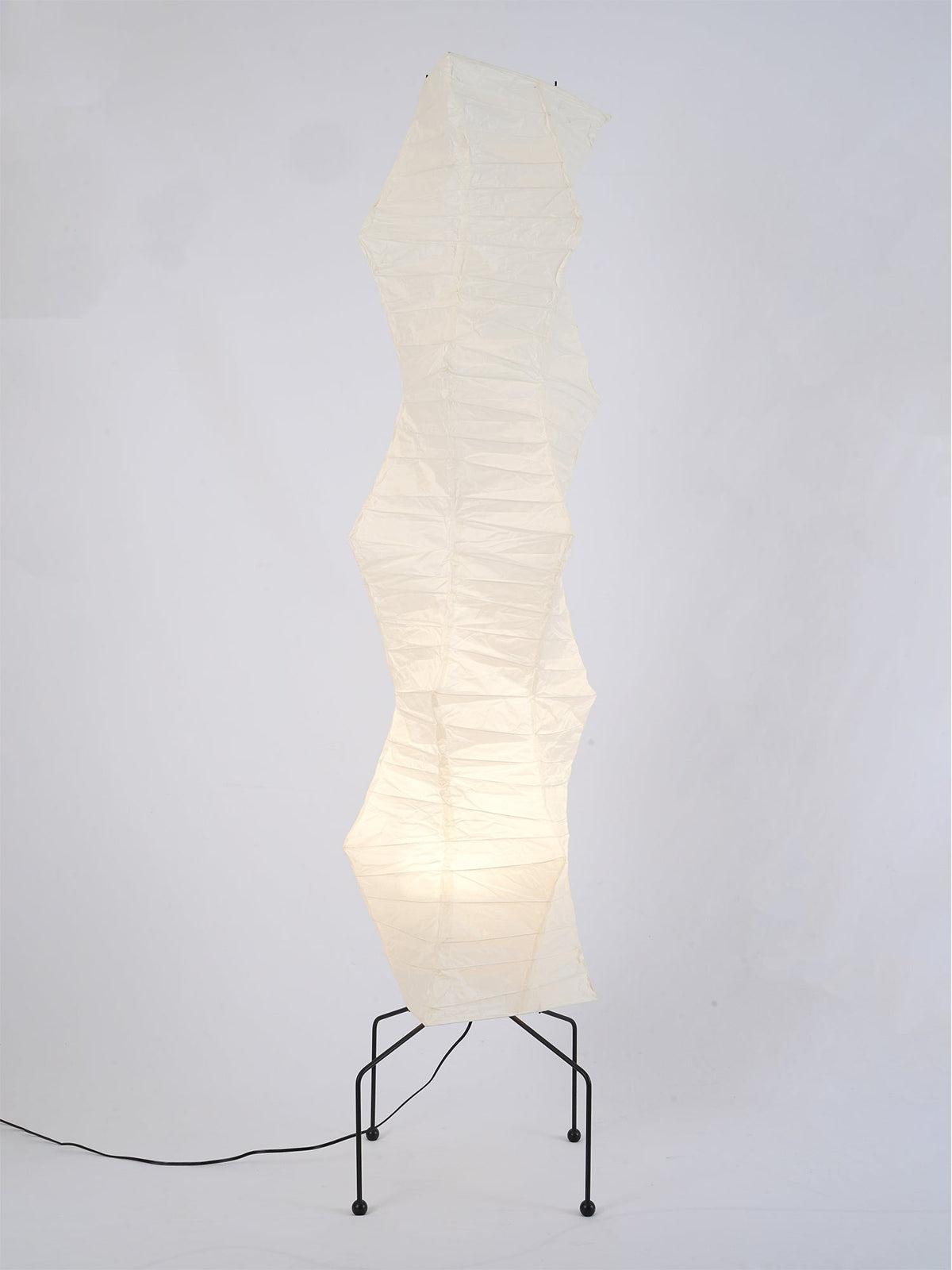 Japanese-Inspired Paper Floor Lamp White Mulberry Shade Tall Standing Light for Living Room Bedroom Reading Nook Sculptural Accent