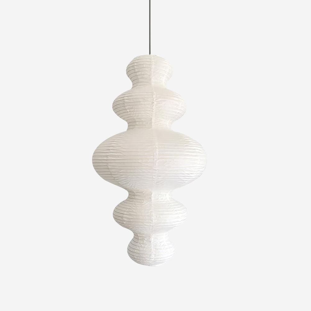 Hanging Lantern Fixture 19-Inch Natural Fiber Shade White Orb Ceiling Light Adjustable 59-Inch Cord for Dining Room Kitchen Island Asian-Ins