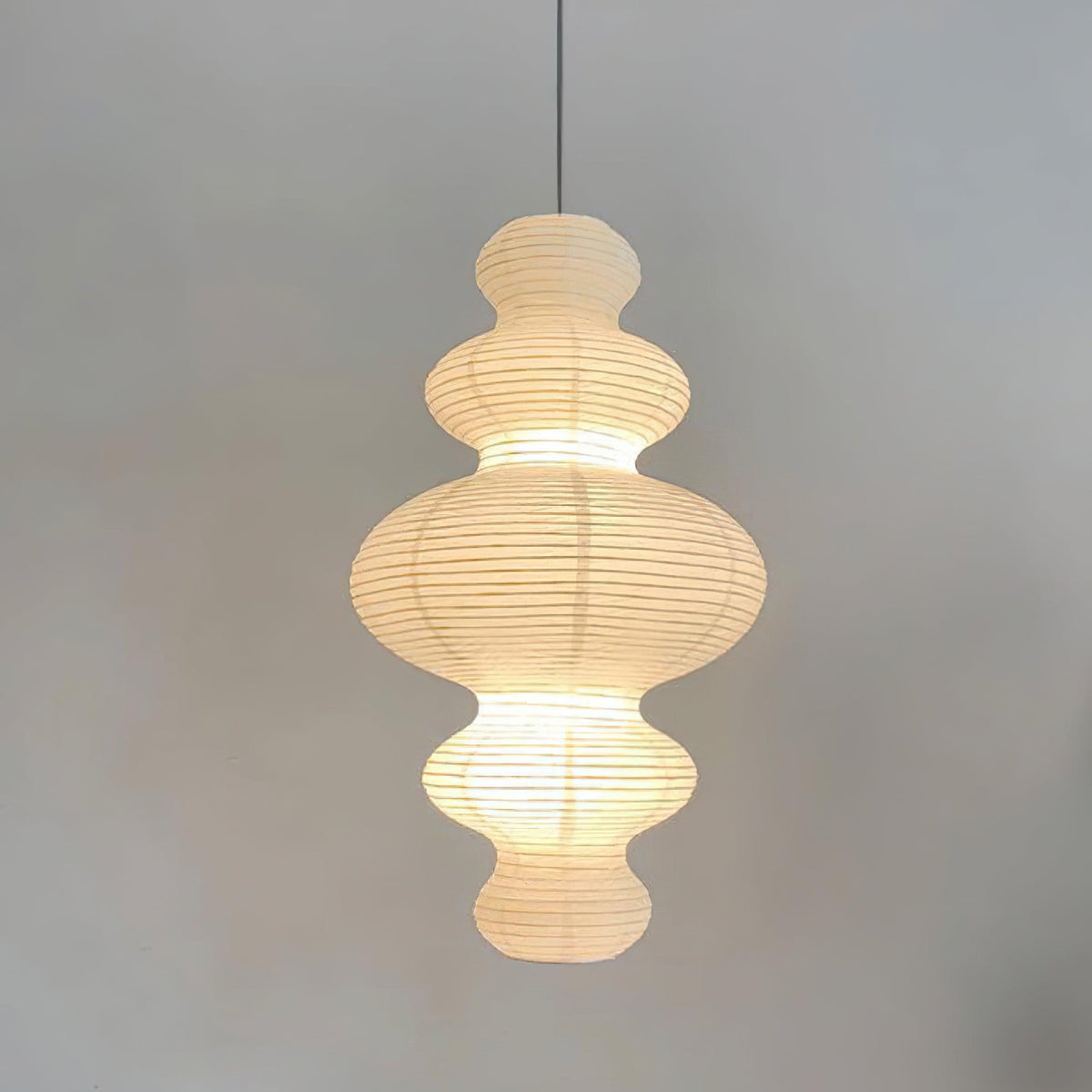 Hanging Lantern Fixture 19-Inch Natural Fiber Shade White Orb Ceiling Light Adjustable 59-Inch Cord for Dining Room Kitchen Island Asian-Ins