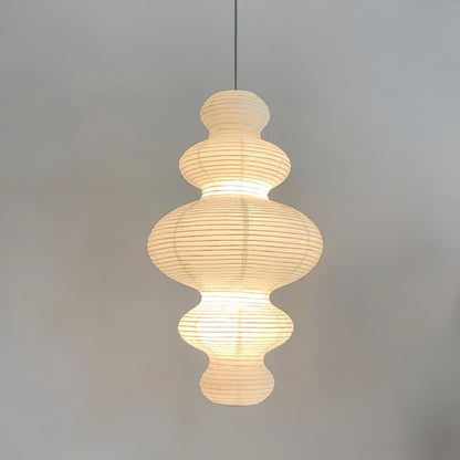 Hanging Lantern Fixture 19-Inch Natural Fiber Shade White Orb Ceiling Light Adjustable 59-Inch Cord for Dining Room Kitchen Island Asian-Ins