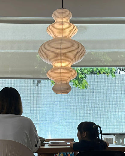 Hanging Lantern Fixture 19-Inch Natural Fiber Shade White Orb Ceiling Light Adjustable 59-Inch Cord for Dining Room Kitchen Island Asian-Ins