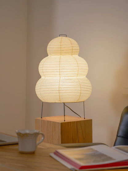 Handcrafted Paper Shade Desk Lamp 17 Inch White Soft Glow Accent Light E26 E27 Base for Bedroom Office Living Room Nightstand Reading Corner