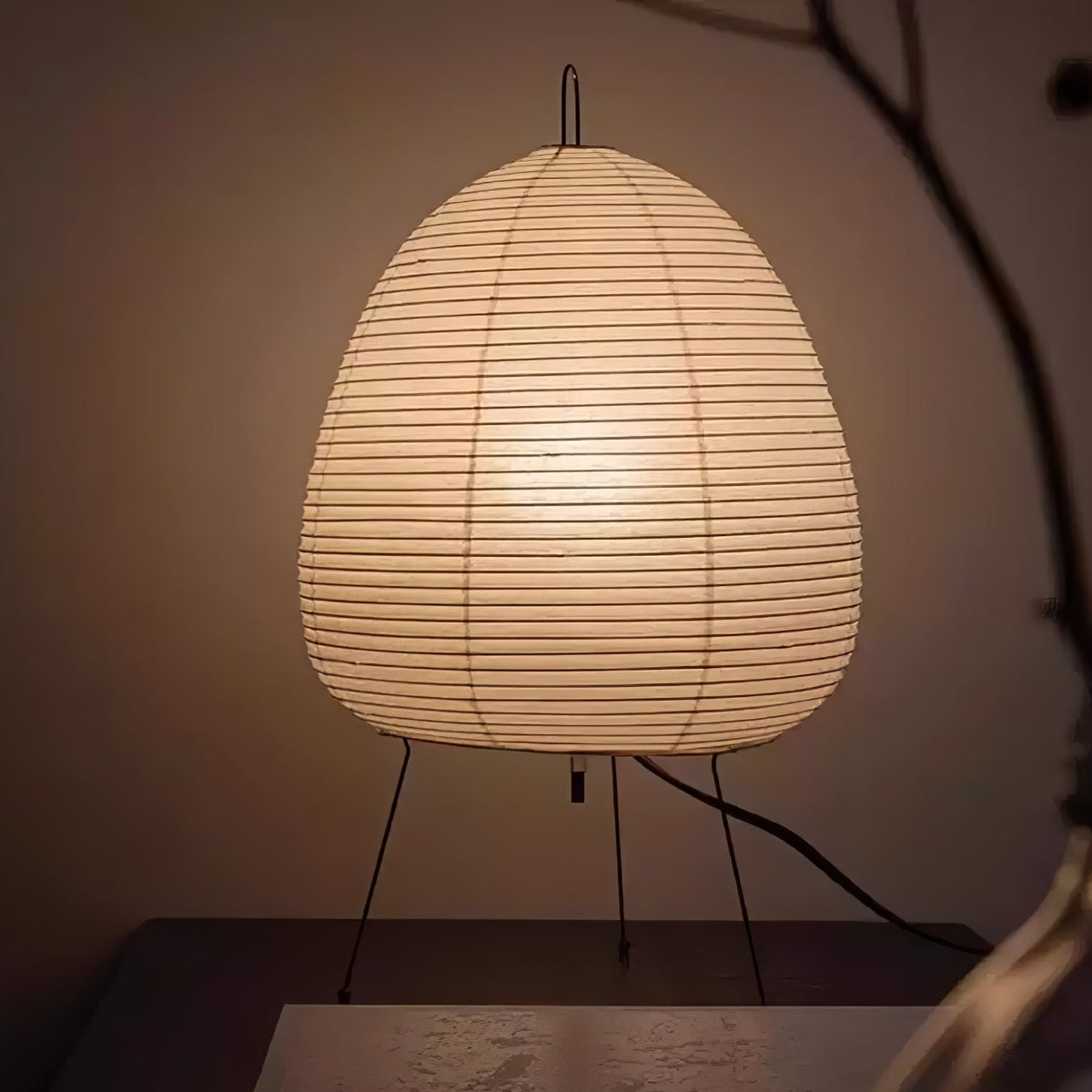 Handcrafted Paper Shade Accent Lamp 10 in Wide Warm Glow LED Bedside Nightlight for Bedroom Office Desktop Reading Nook Minimalist Japanese