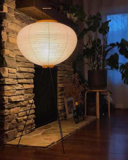 Japanese-Inspired Paper Floor Lamp White Mulberry Shade Tall Standing Light for Living Room Bedroom Reading Nook Sculptural Accent