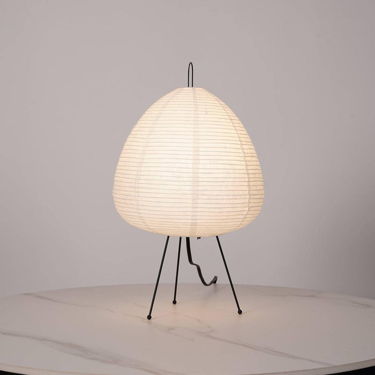 Handcrafted Paper Shade Accent Lamp 10 in Wide Warm Glow LED Bedside Nightlight for Bedroom Office Desktop Reading Nook Minimalist Japanese