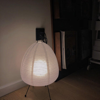 Handcrafted Paper Shade Accent Lamp 10 in Wide Warm Glow LED Bedside Nightlight for Bedroom Office Desktop Reading Nook Minimalist Japanese