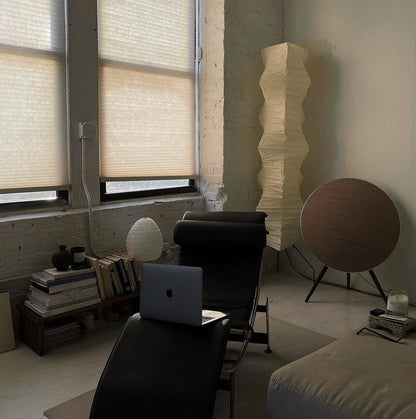 Japanese-Inspired Paper Floor Lamp White Mulberry Shade Tall Standing Light for Living Room Bedroom Reading Nook Sculptural Accent