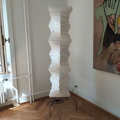 Japanese-Inspired Paper Floor Lamp White Mulberry Shade Tall Standing Light for Living Room Bedroom Reading Nook Sculptural Accent