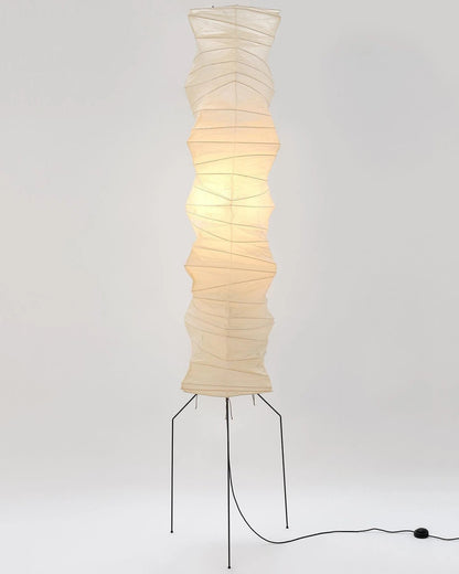 Japanese-Inspired Paper Floor Lamp White Mulberry Shade Tall Standing Light for Living Room Bedroom Reading Nook Sculptural Accent