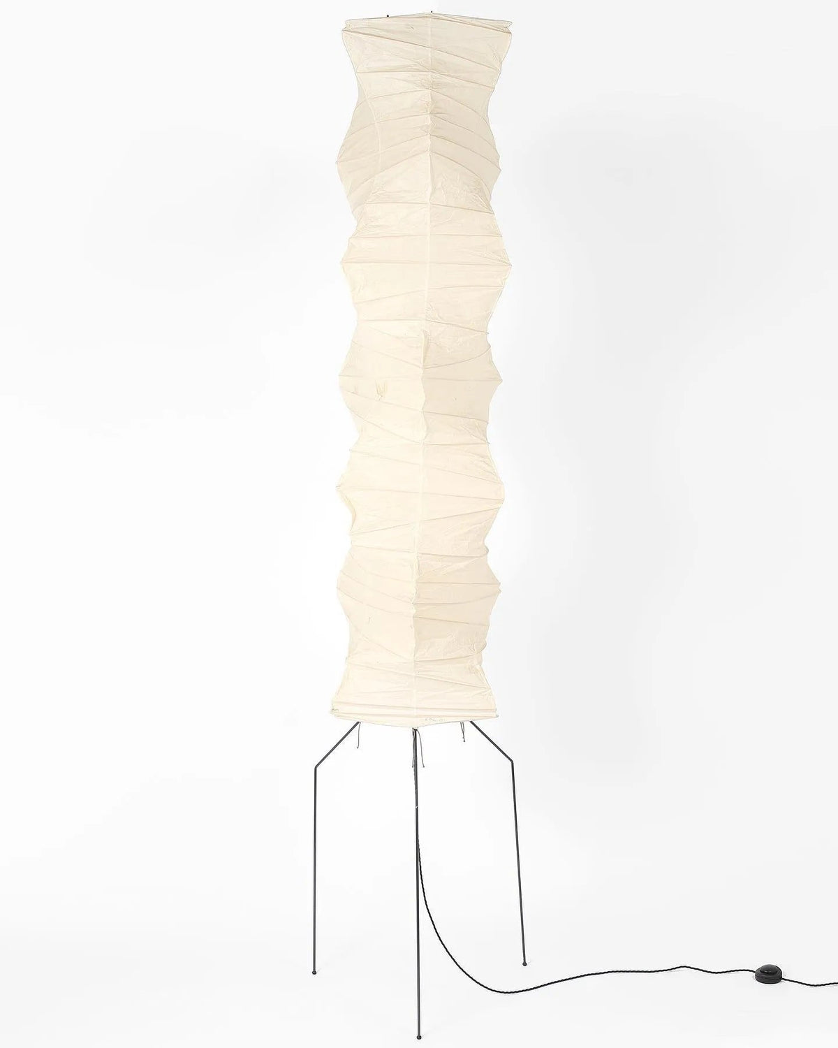 Japanese-Inspired Paper Floor Lamp White Mulberry Shade Tall Standing Light for Living Room Bedroom Reading Nook Sculptural Accent