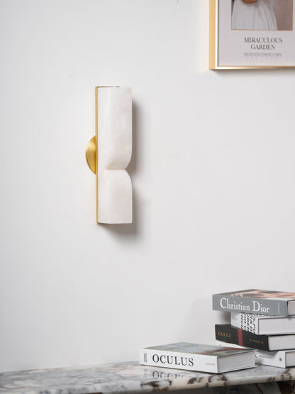 Alabaster LED Wall Light Fixture 14 inches Hardwired Gold Black Finish Adjustable Color Temperature for Bedroom Hallway Living Room Modern A