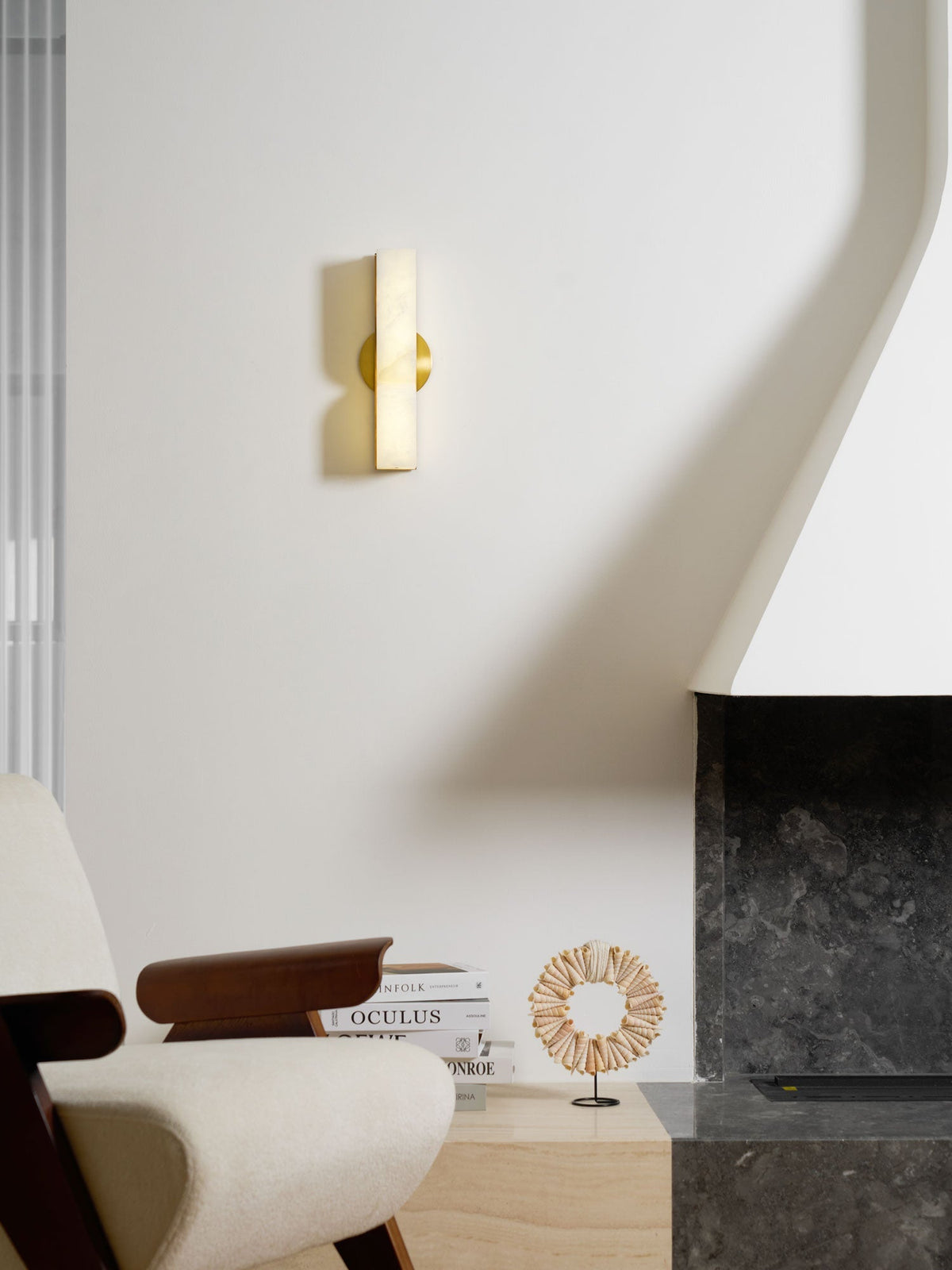 Alabaster LED Wall Light Fixture 14 inches Hardwired Gold Black Finish Adjustable Color Temperature for Bedroom Hallway Living Room Modern A