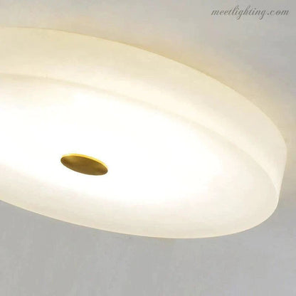 Round Natural Stone Flush Mount Ceiling Light with Integrated LED for Living Room Bedroom