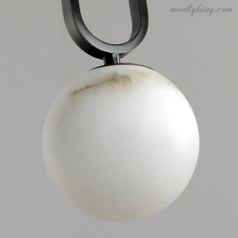 Oval Alabaster Pendant Light with Teardrop Shape for Dining Room & Living Room – Hardwired Ceiling Fixture – G9 Bulb Included