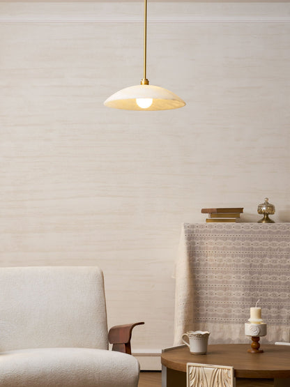 Globe Ceiling Light Fixture White Stone 16-Inch Dome Adjustable Cable Kitchen Island Dining Living Room Suspended Lamp E26 Socket