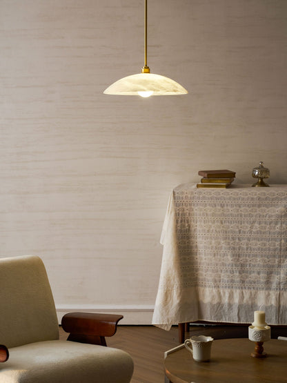 Globe Ceiling Light Fixture White Stone 16-Inch Dome Adjustable Cable Kitchen Island Dining Living Room Suspended Lamp E26 Socket