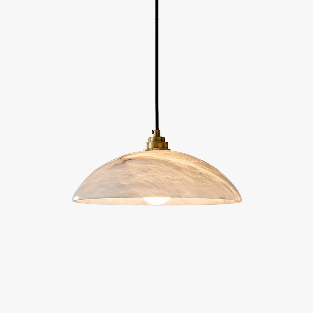 Globe Ceiling Light Fixture White Stone 16-Inch Dome Adjustable Cable Kitchen Island Dining Living Room Suspended Lamp E26 Socket