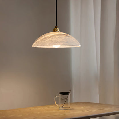 Globe Ceiling Light Fixture White Stone 16-Inch Dome Adjustable Cable Kitchen Island Dining Living Room Suspended Lamp E26 Socket