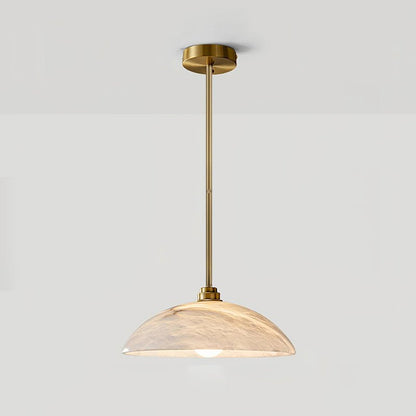 Globe Ceiling Light Fixture White Stone 16-Inch Dome Adjustable Cable Kitchen Island Dining Living Room Suspended Lamp E26 Socket