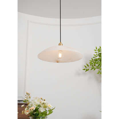 Globe Ceiling Light Fixture White Stone 16-Inch Dome Adjustable Cable Kitchen Island Dining Living Room Suspended Lamp E26 Socket
