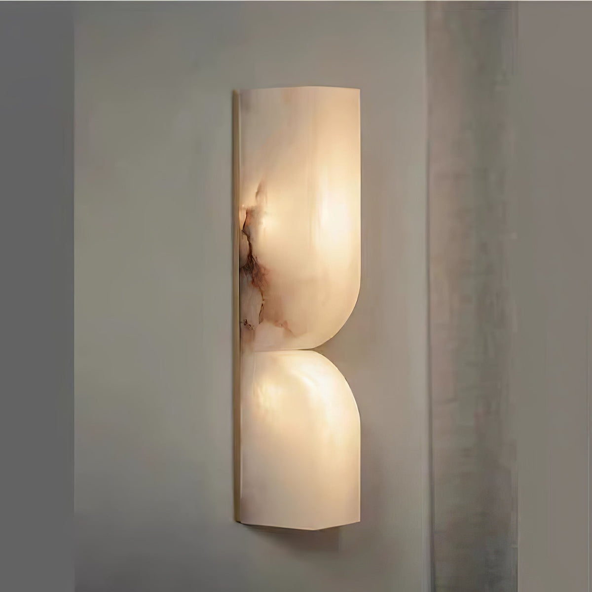 Alabaster LED Wall Light Fixture 14 inches Hardwired Gold Black Finish Adjustable Color Temperature for Bedroom Hallway Living Room Modern A