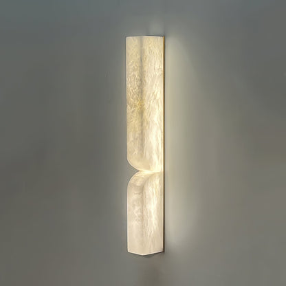 Alabaster LED Wall Light Fixture 14 inches Hardwired Gold Black Finish Adjustable Color Temperature for Bedroom Hallway Living Room Modern A