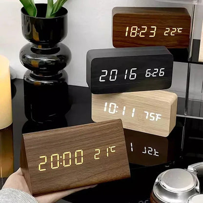 GLOWWOOD – Stylish Wooden LED Alarm Clock for Modern Spaces