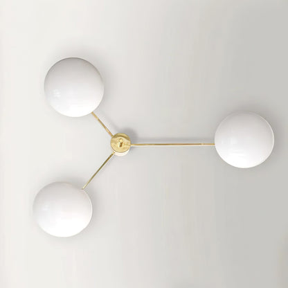 Five-Arm Flush Mount Ceiling Fixture with Milky White Shades in Warm Gold Finish for Kitchen Island Bedroom Hallway Entry Foyer Low Profile
