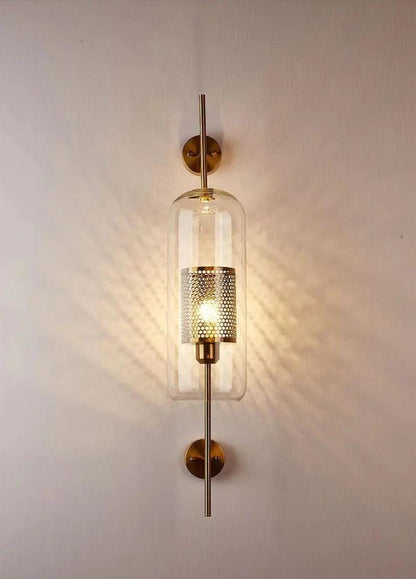 Glass Wall Sconce Light Fixture Gold Chrome Finish for Bathroom Bedroom Living Room Entryway Hallway Modern Minimalist Lighting