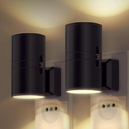 Plug-In LED Night Light with Auto Sensor 10W Dimmable Warm White for Bedroom Hallway Bathroom Stairwell Compact Wall Sconce