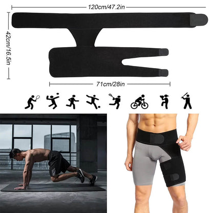 Hip Brace, Adjustable Hip and Thigh Compression Brace for Support, Breathable Thigh Brace for Daily Activity