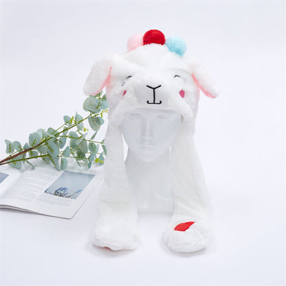 Plush Hat with Pop-Up Ears for Kids & Adults – Interactive Cosplay Beanie with Squeeze Paws | Fun Winter Accessory for Parties, Christmas