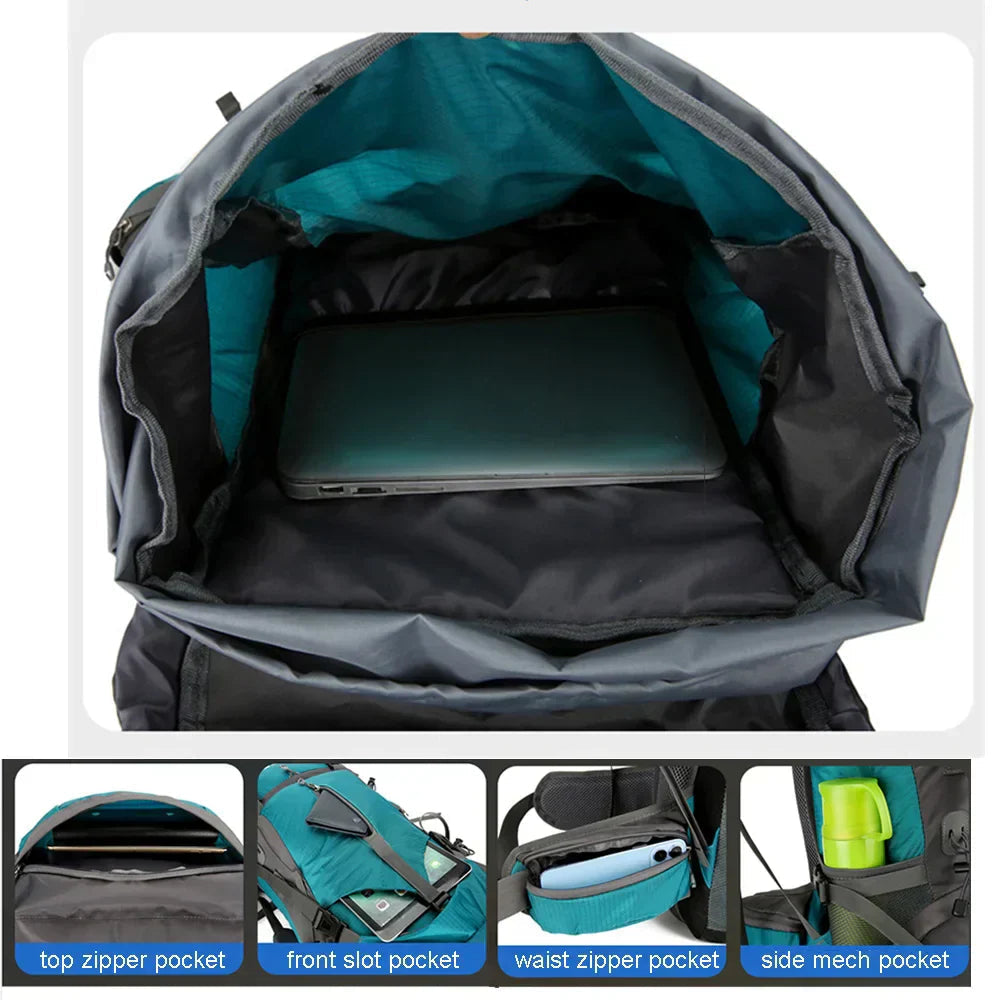 Alpivento | 70L Trekking Backpack with Rain Cover & Ergonomic Design | Perfect for Multi-Day Hikes