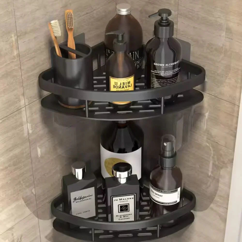Wall-Mount Shower Caddy with 1 or 2 Tiers – Rust-Proof Stainless Steel Bathroom Storage Shelf for Shampoo, Soap & Toiletries