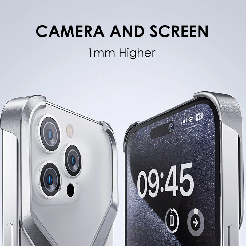 Minimalist Metal Frame Phone Case for iPhone 14, 15, 16 & 17 – Ultra-Lightweight Drop Protection with X-Frame Design