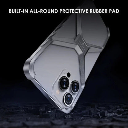Minimalist Metal Frame Phone Case for iPhone 14, 15, 16 & 17 – Ultra-Lightweight Drop Protection with X-Frame Design