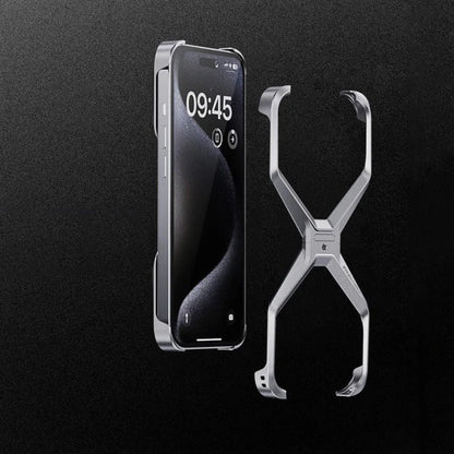 Minimalist Metal Frame Phone Case for iPhone 14, 15, 16 & 17 – Ultra-Lightweight Drop Protection with X-Frame Design