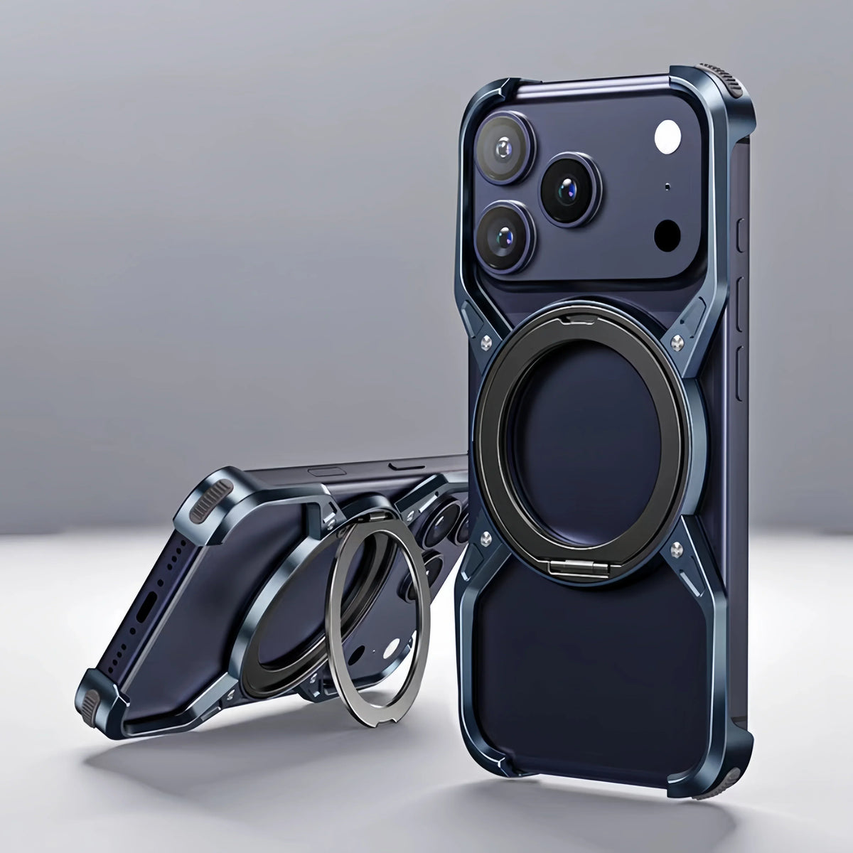 Minimalist Metal Frame Phone Case for iPhone 14, 15, 16 & 17 – Ultra-Lightweight Drop Protection with X-Frame Design
