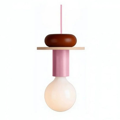 Wooden Hanging Ceiling Fixture Multicolor Geometric Shade 7.5-16.5 in Height Adjustable Dining Room Kitchen Bedroom Overhead Lighting Modern