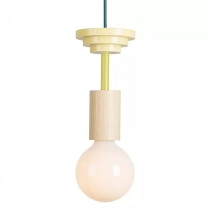 Wooden Hanging Ceiling Fixture Multicolor Geometric Shade 7.5-16.5 in Height Adjustable Dining Room Kitchen Bedroom Overhead Lighting Modern