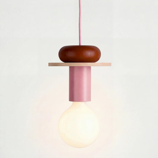 Wooden Hanging Ceiling Fixture Multicolor Geometric Shade 7.5-16.5 in Height Adjustable Dining Room Kitchen Bedroom Overhead Lighting Modern