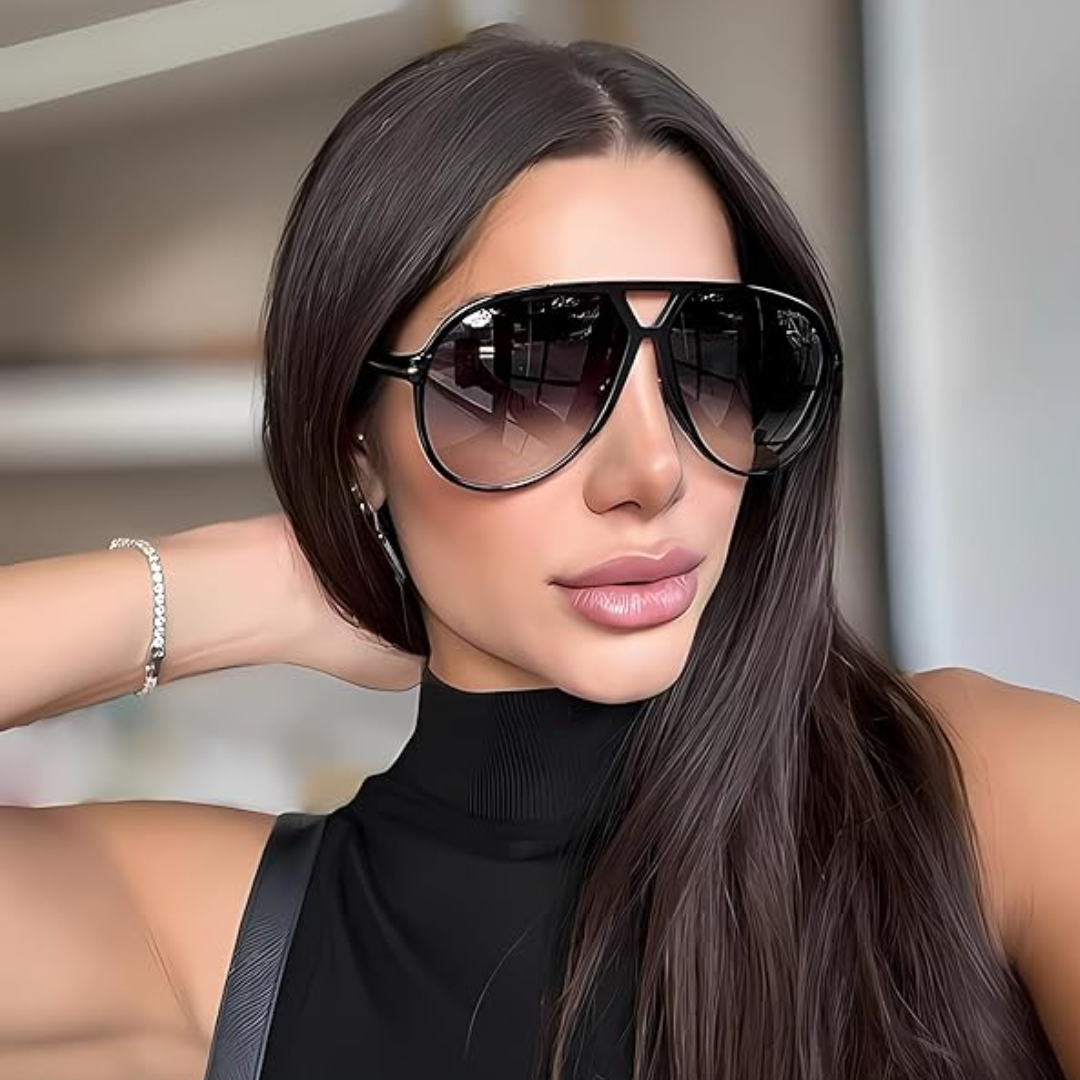 Aviator Sunglasses for Men and Women, Square Oversized Sunglasses with UV400 Protection, Retro Aviator Glasses