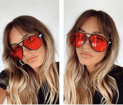 Amara | Retro Oversized Aviator Sunglasses with UV400 Protection | Unisex Design for Timeless Style