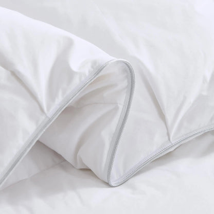 White Goose Down Comforter with Pinch Pleat Design - All-Season Medium Weight Duvet, 750 Fill Power, Breathable Insulation for Year-Round