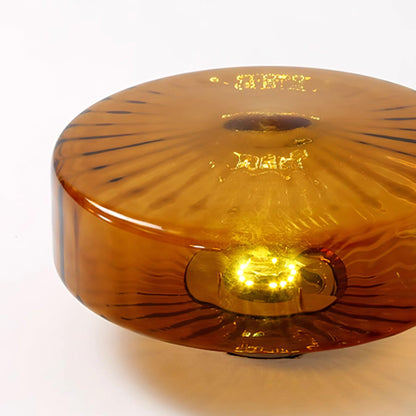 Flush Mount LED Ceiling Light Fixture 15 inch Amber Glass Chrome Finish Warm White for Bedroom Hallway Bathroom
