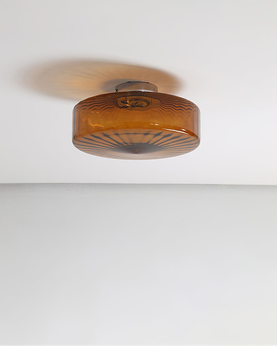 Flush Mount LED Ceiling Light Fixture 15 inch Amber Glass Chrome Finish Warm White for Bedroom Hallway Bathroom