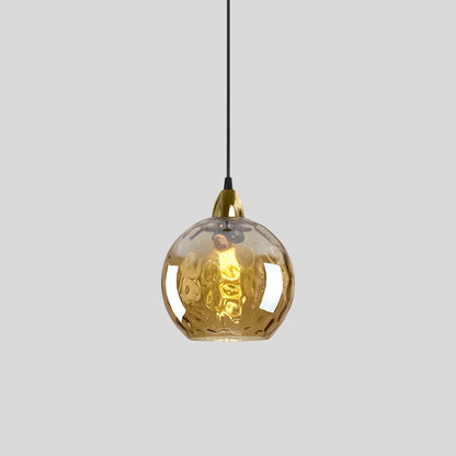 Spherical Glass Ceiling Fixture E26 Socket 8-Inch Gray Shade for Dining Areas Bedrooms Kitchens Adjustable Cord Ambient Fixture