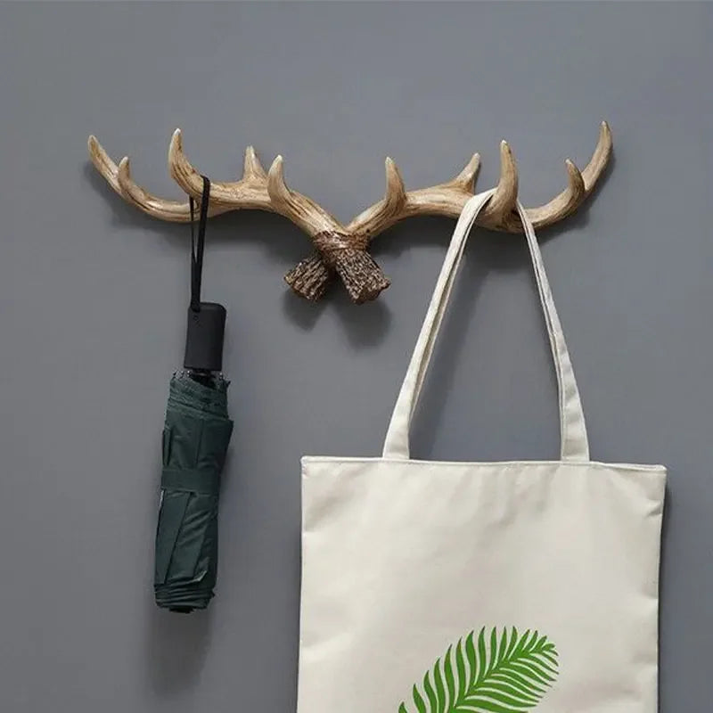 Resin Antler Hooks for Entryway Rustic Brown Black Wall-Mounted Hallway Coat Hanger Organizer for Bags Hats Scarves Home Bedroom Storage