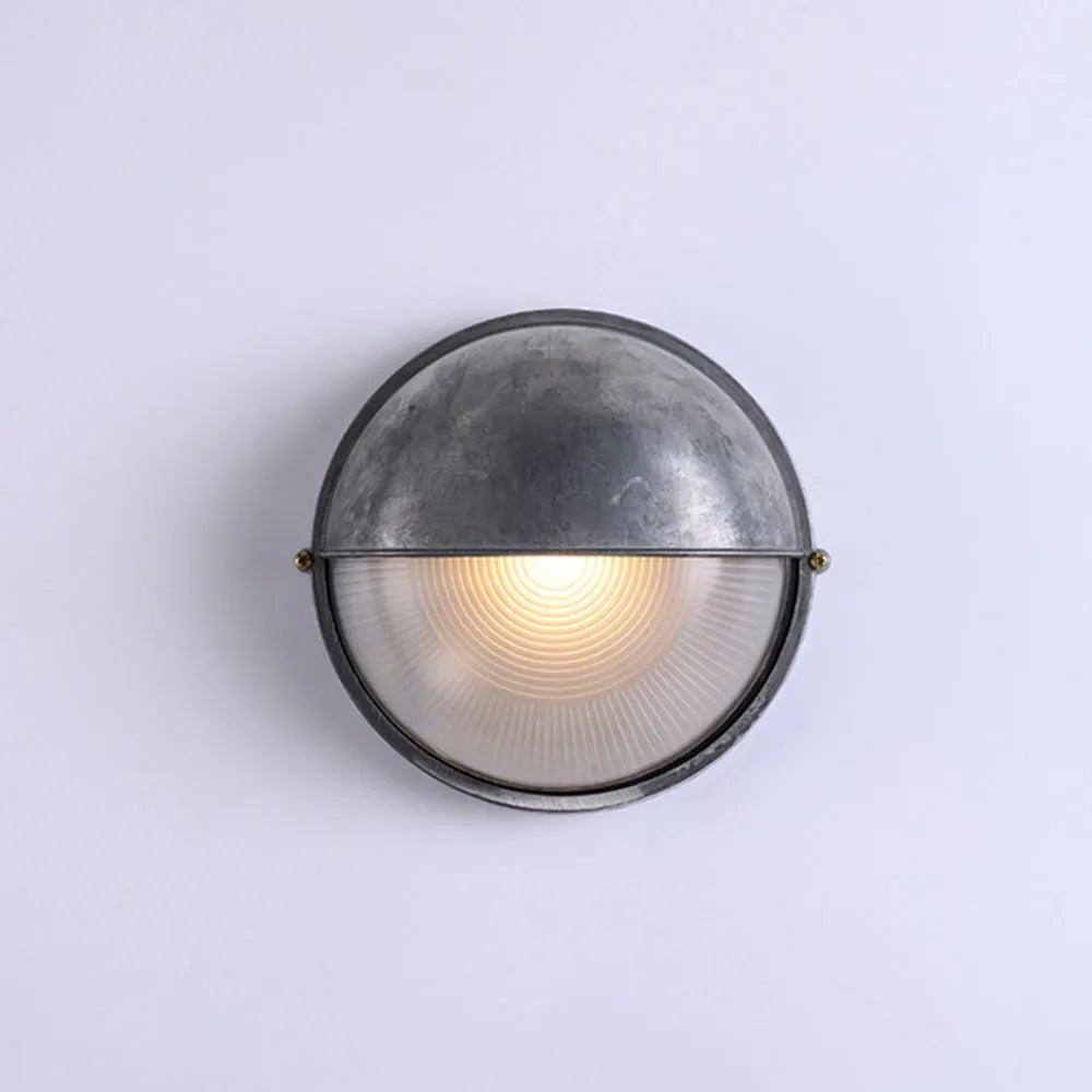 Metal Sconce with Glass Shade for Hallway Corridor Bedroom Entry 8 inch Round Oval Indoor Fixture E26 E27 Bulb Socket Retro Factory Look Hom
