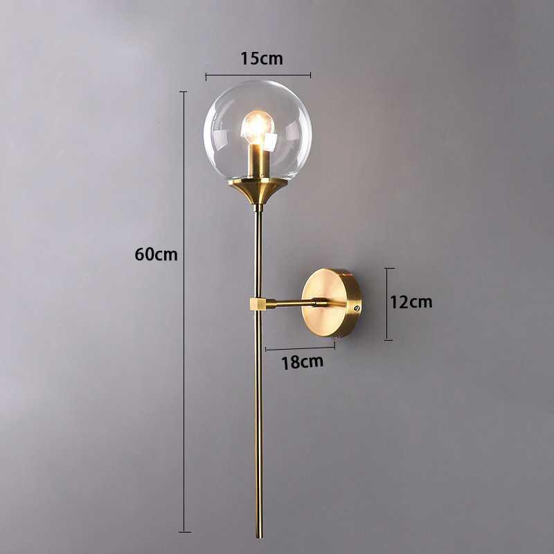 Glass Wall Light Fixture with Gold Metal Base – Ambient Lighting for Bedroom, Living Room & Hallway – 4 Shade Colors